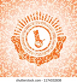 bong of marijuana icon inside orange mosaic emblem