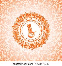 bong of marijuana icon inside orange mosaic emblem