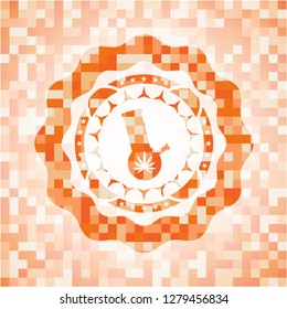 bong of marijuana icon inside orange mosaic emblem
