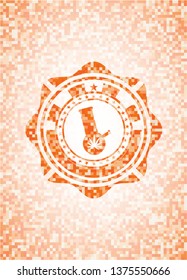 bong of marijuana icon inside orange mosaic emblem