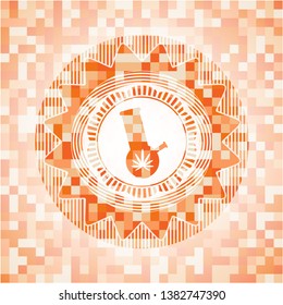 bong of marijuana icon inside orange mosaic emblem