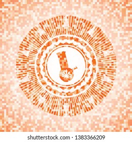 bong of marijuana icon inside orange mosaic emblem