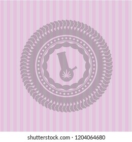 bong of marijuana icon inside pink emblem. Vintage.