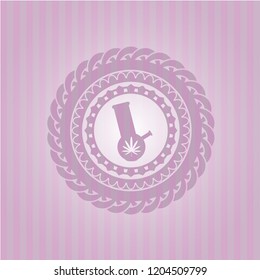 bong of marijuana icon inside pink emblem. Retro