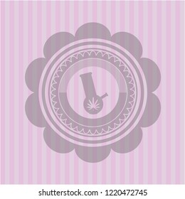 bong of marijuana icon inside pink emblem. Retro