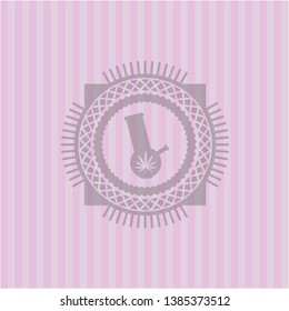 bong of marijuana icon inside pink emblem. Vintage.