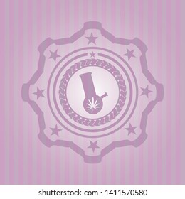 bong of marijuana icon inside pink emblem