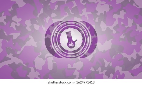 bong of marijuana icon inside pink and purple camo emblem