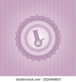 ícono de la marihuana dentro del icono rosa o emblema. Diseño de vectores. 