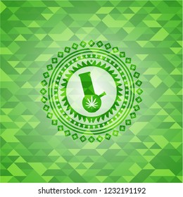 bong of marijuana icon inside realistic green mosaic emblem