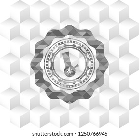 bong of marijuana icon inside realistic grey emblem with cube white background