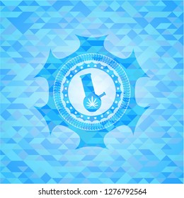 bong of marijuana icon inside realistic light blue mosaic emblem