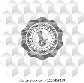 bong of marijuana icon inside realistic grey emblem with cube white background