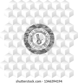 bong of marijuana icon inside realistic grey emblem with cube white background