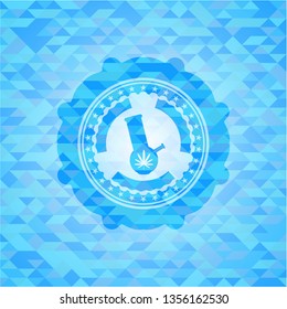 bong of marijuana icon inside realistic sky blue mosaic emblem