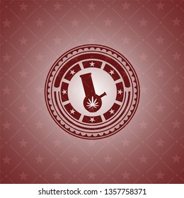 bong of marijuana icon inside realistic red emblem