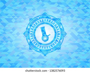 bong of marijuana icon inside realistic sky blue mosaic emblem