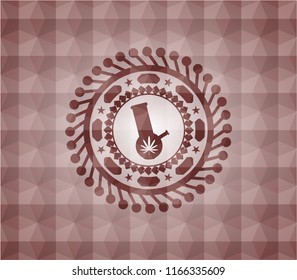 bong of marijuana icon inside red geometric emblem. Seamless.
