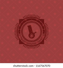 bong of marijuana icon inside red emblem. Vintage.
