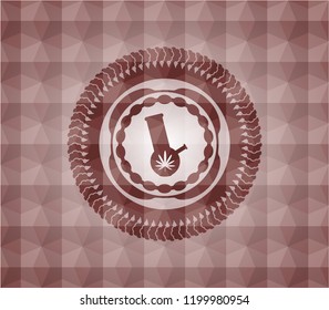 bong of marijuana icon inside red seamless geometric emblem.