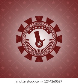 bong of marijuana icon inside red emblem. Vintage.