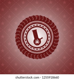 bong of marijuana icon inside red icon or emblem