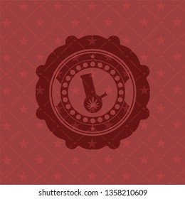 bong of marijuana icon inside red emblem. Retro