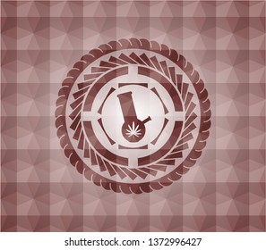 bong of marijuana icon inside red seamless geometric badge.