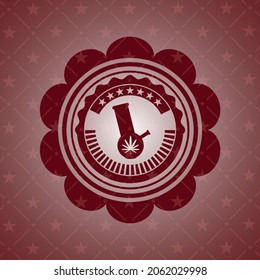 bong of marijuana icon inside red emblem. Retro. 