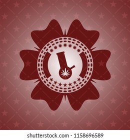 bong of marijuana icon inside retro red emblem