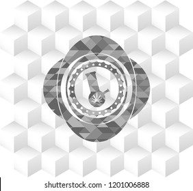 bong of marijuana icon inside retro style grey emblem with geometric cube white background