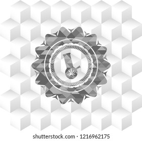 bong of marijuana icon inside retro style grey emblem with geometric cube white background