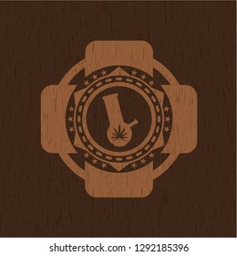 bong of marijuana icon inside retro wood emblem