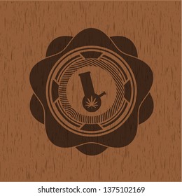 bong of marijuana icon inside retro style wooden emblem