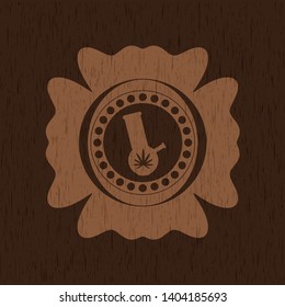 bong of marijuana icon inside retro wood emblem