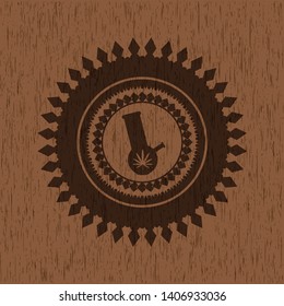 bong of marijuana icon inside retro wooden emblem
