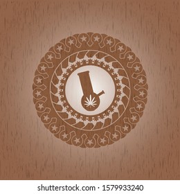 bong of marijuana icon inside retro wood emblem