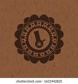 bong of marijuana icon inside retro wood emblem