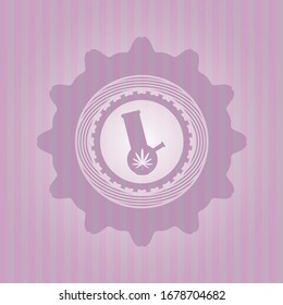 ícono de marihuana dentro del emblema rosa de estilo retro