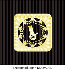 bong of marijuana icon inside shiny badge