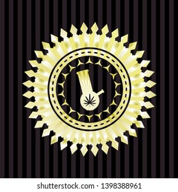 bong of marijuana icon inside shiny badge