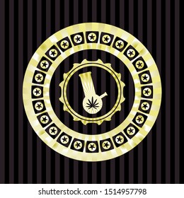 bong of marijuana icon inside shiny emblem