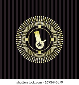 ícono de marihuana dentro de una brillante placa