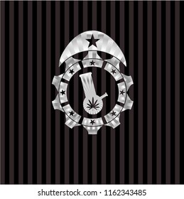 bong of marijuana icon inside silver badge or emblem