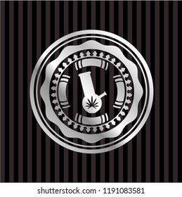 bong of marijuana icon inside silver emblem or badge
