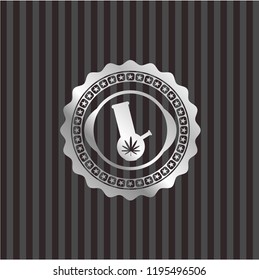 bong of marijuana icon inside silver shiny badge