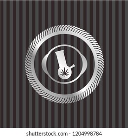 bong of marijuana icon inside silver shiny badge