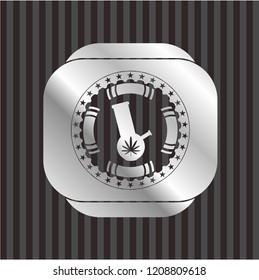 bong of marijuana icon inside silver shiny emblem