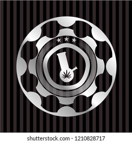 bong of marijuana icon inside silver badge