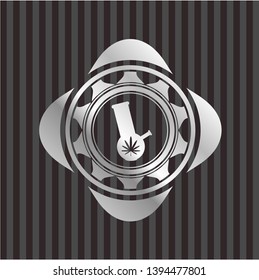 bong of marijuana icon inside silver emblem